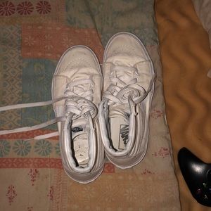 All white high top vans